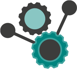 Black and turquoise logo symbolizing settings